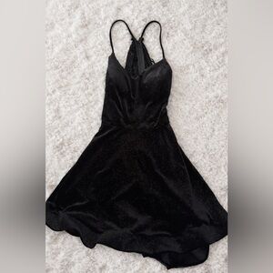 B Darlin Black Glitter Fit & Flare Party Dress Juniors 13/14 Spaghetti Strap